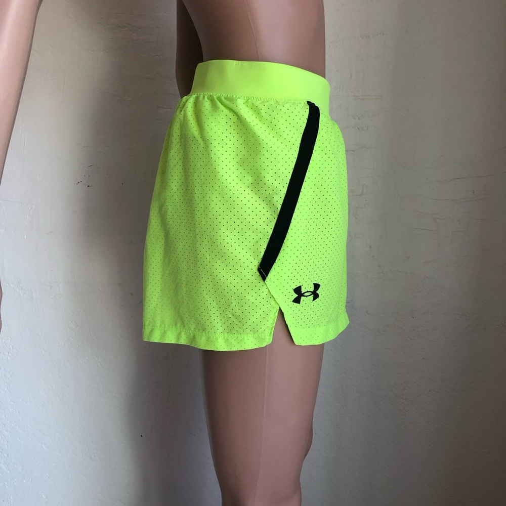 Under Armour Neon Yellow Launch Split Performance Running Shorts Women’s Size XL